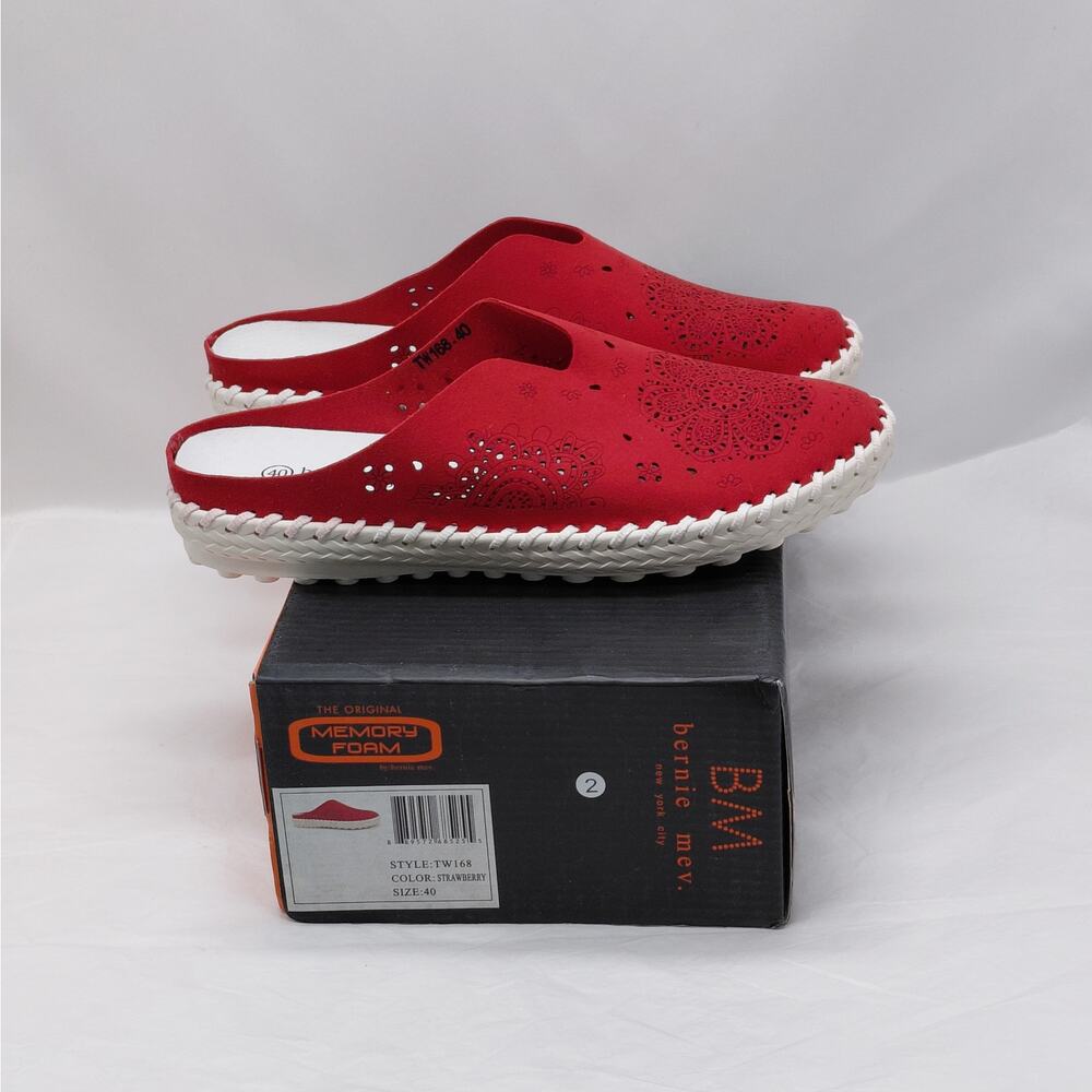 Bernie Mev Womens Mules Sneakers Size 40 Red Slip On Comfort Walking Travel Shoe